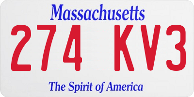 MA license plate 274KV3