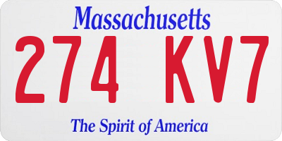 MA license plate 274KV7