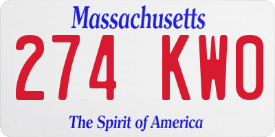 MA license plate 274KW0
