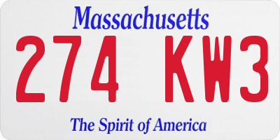 MA license plate 274KW3