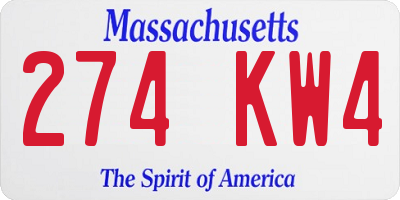 MA license plate 274KW4