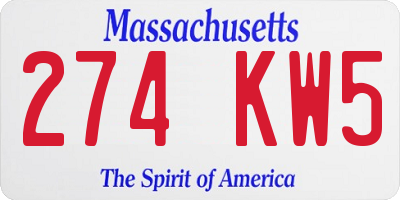 MA license plate 274KW5