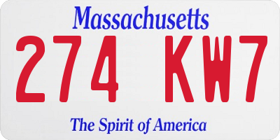 MA license plate 274KW7