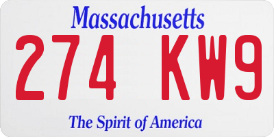 MA license plate 274KW9