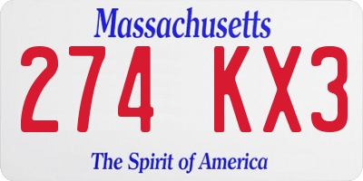MA license plate 274KX3