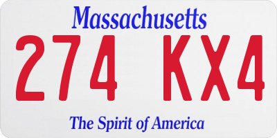 MA license plate 274KX4