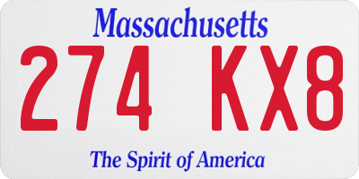MA license plate 274KX8