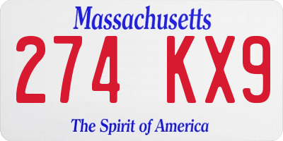 MA license plate 274KX9