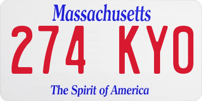 MA license plate 274KY0
