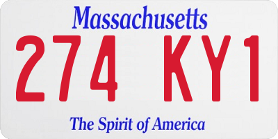MA license plate 274KY1