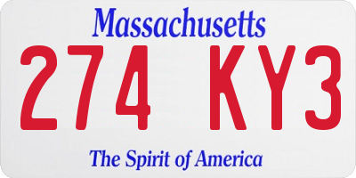 MA license plate 274KY3