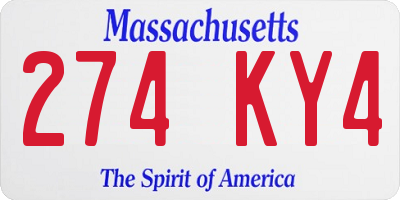 MA license plate 274KY4