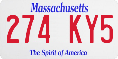 MA license plate 274KY5