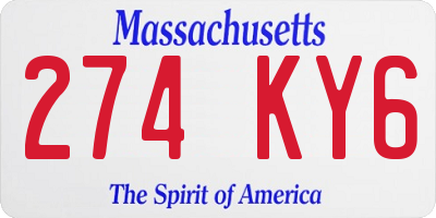 MA license plate 274KY6