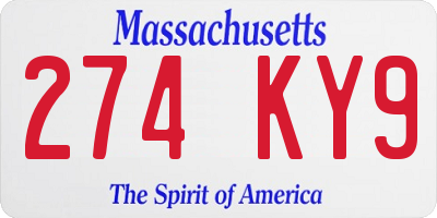MA license plate 274KY9
