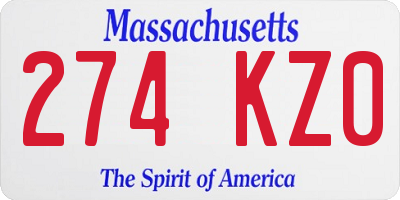 MA license plate 274KZ0
