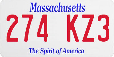 MA license plate 274KZ3