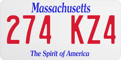 MA license plate 274KZ4