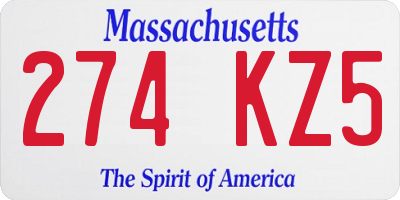 MA license plate 274KZ5