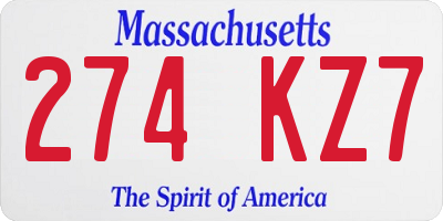 MA license plate 274KZ7