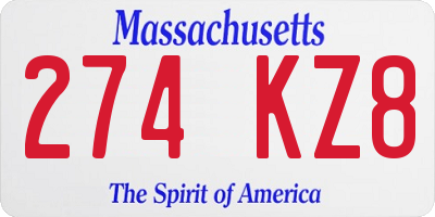 MA license plate 274KZ8