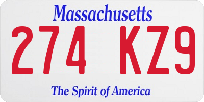 MA license plate 274KZ9