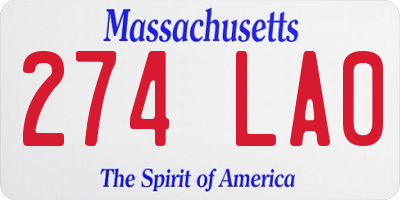 MA license plate 274LA0