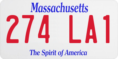 MA license plate 274LA1