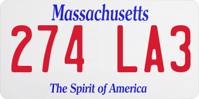MA license plate 274LA3