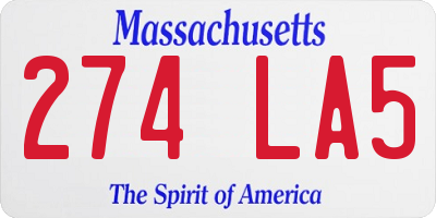 MA license plate 274LA5