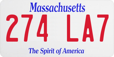 MA license plate 274LA7