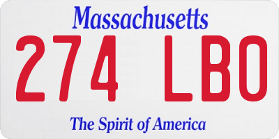 MA license plate 274LB0