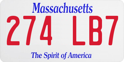MA license plate 274LB7