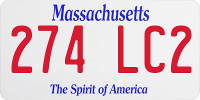 MA license plate 274LC2