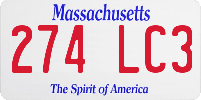 MA license plate 274LC3