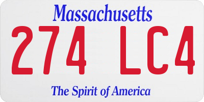 MA license plate 274LC4