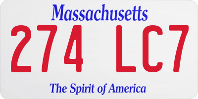 MA license plate 274LC7
