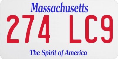 MA license plate 274LC9