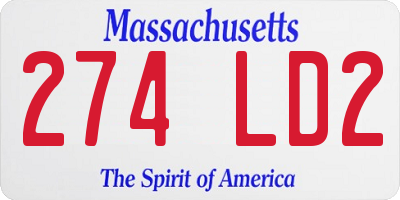 MA license plate 274LD2