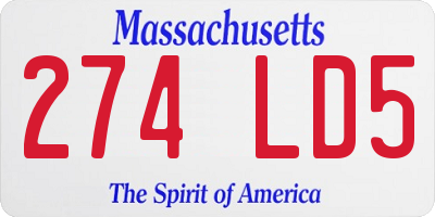 MA license plate 274LD5