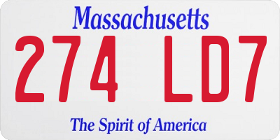 MA license plate 274LD7
