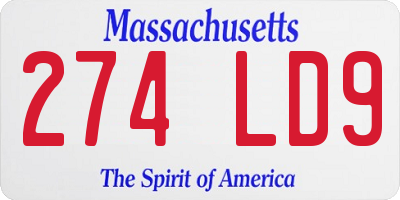 MA license plate 274LD9