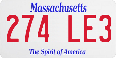 MA license plate 274LE3