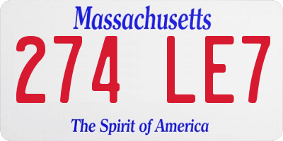 MA license plate 274LE7