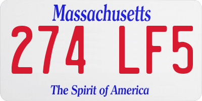 MA license plate 274LF5