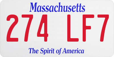 MA license plate 274LF7