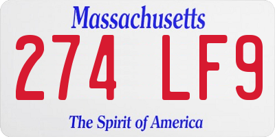MA license plate 274LF9