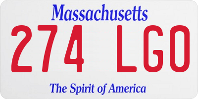 MA license plate 274LG0