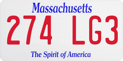 MA license plate 274LG3