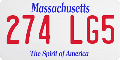 MA license plate 274LG5